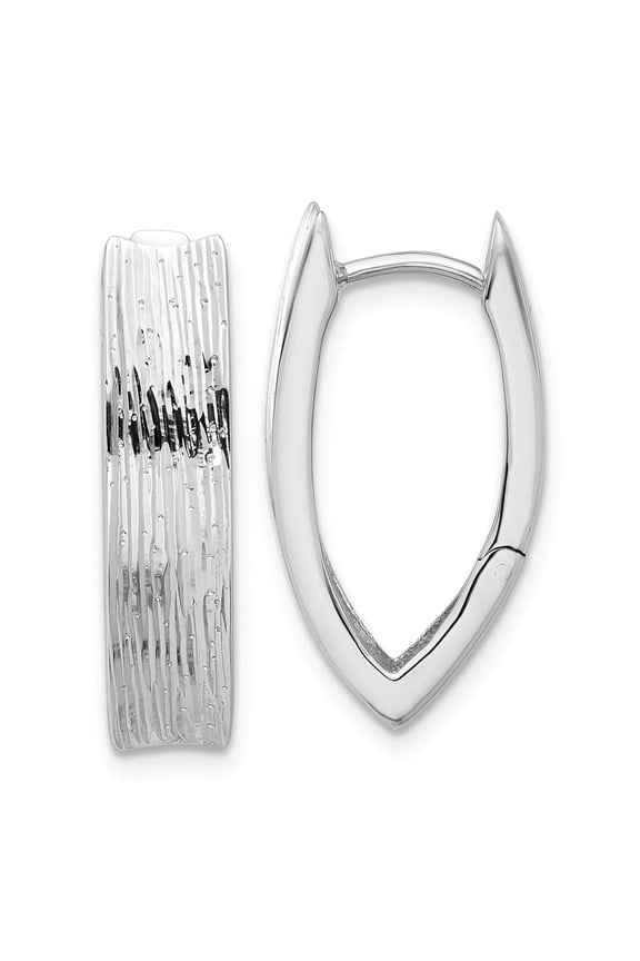 Sterling Silver Rhodium-plated and D/C Fancy Hinged Hoop Earrings