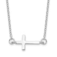 thumbnail image 1 of Sterling Silver Rhodium-plated w/ 2in ext. Sideways Cross Necklace, 1 of 4
