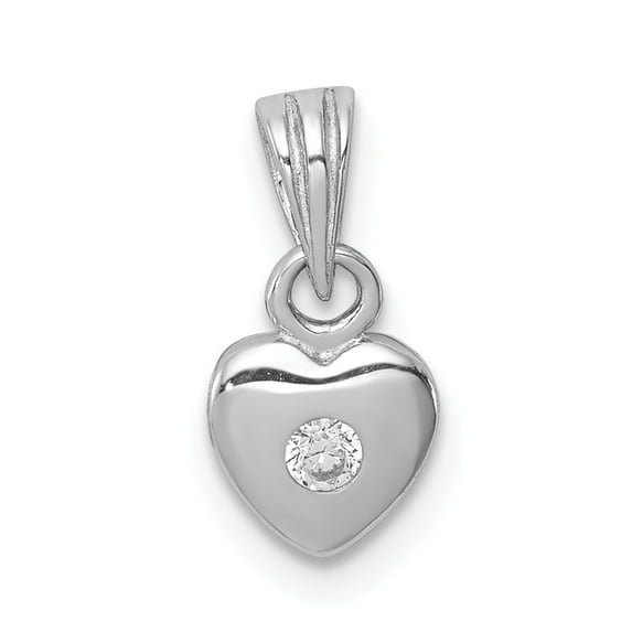 Sterling Silver Rhodium-plated w/CZ Heart Pendant