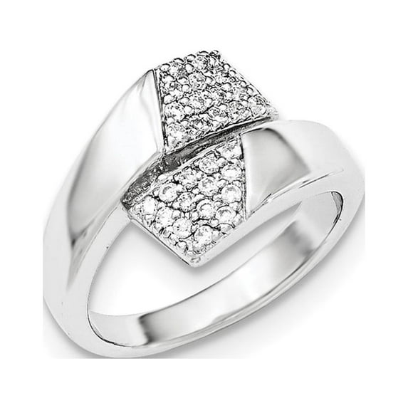 Sterling Silver Rhodium-plated w/CZ Ring