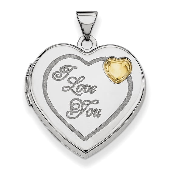 Sterling Silver Rhodium-plated with Gold-plate 21mm Heart Locket