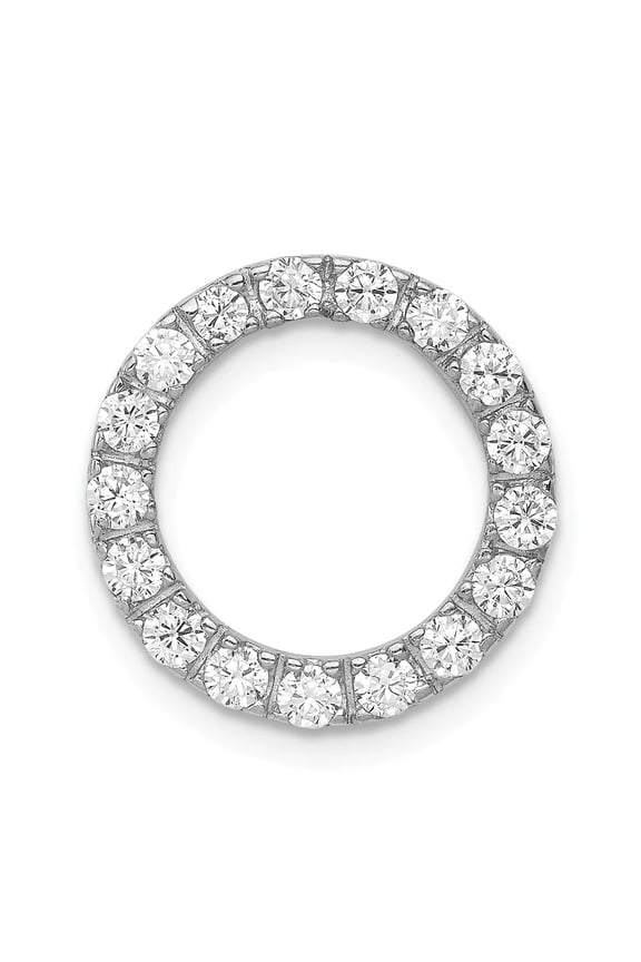 Sterling Silver Rhodium-platedCZ Chain Slide Pendant