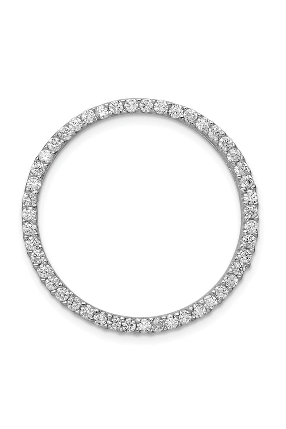 Sterling Silver Rhodium-platedCZ Chain Slide Pendant