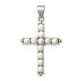 thumbnail image 1 of Sterling Silver Rhodium-platedFreshwater Cultured Pearl Cross Pendant, 1 of 3
