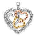 thumbnail image 1 of Sterling Silver Rhodium w/White, Yellow, & Rose Gold Plating Diamond Heart Pendant QP4582, 1 of 4