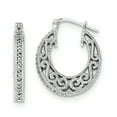 thumbnail image 1 of Sterling Silver Rhodium with Diamond Hinged Hoop Earrings Sterling Silver Earrings, 1 of 1