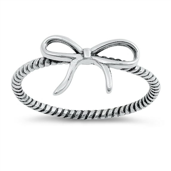 Sterling Silver Ribbon Bow Rope Ring Size 5