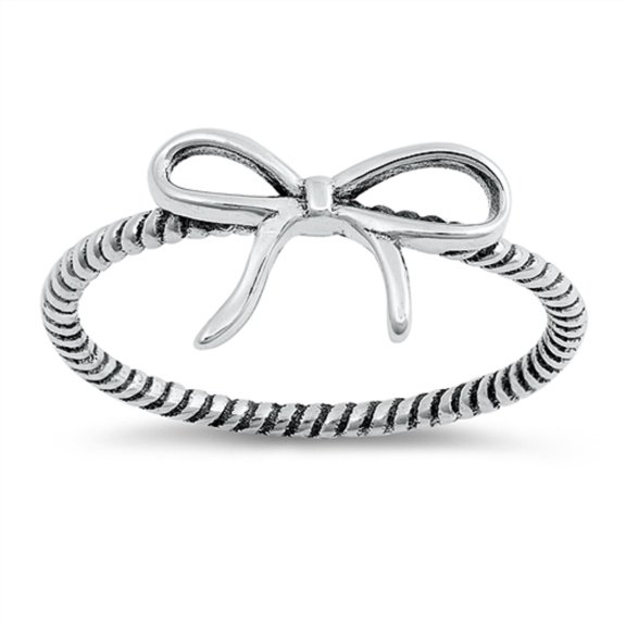 Sterling Silver Ribbon Bow Rope Ring Size 5