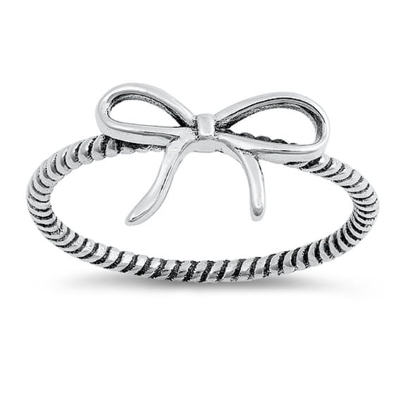 Sterling Silver Ribbon Bow Rope Ring Size 8