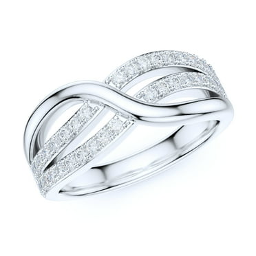 Sterling Silver Ribbon Bowknot Infinity Simulated Round Brilliant Cut Diamond Cross Twisted Knot Wedding Ring (6)