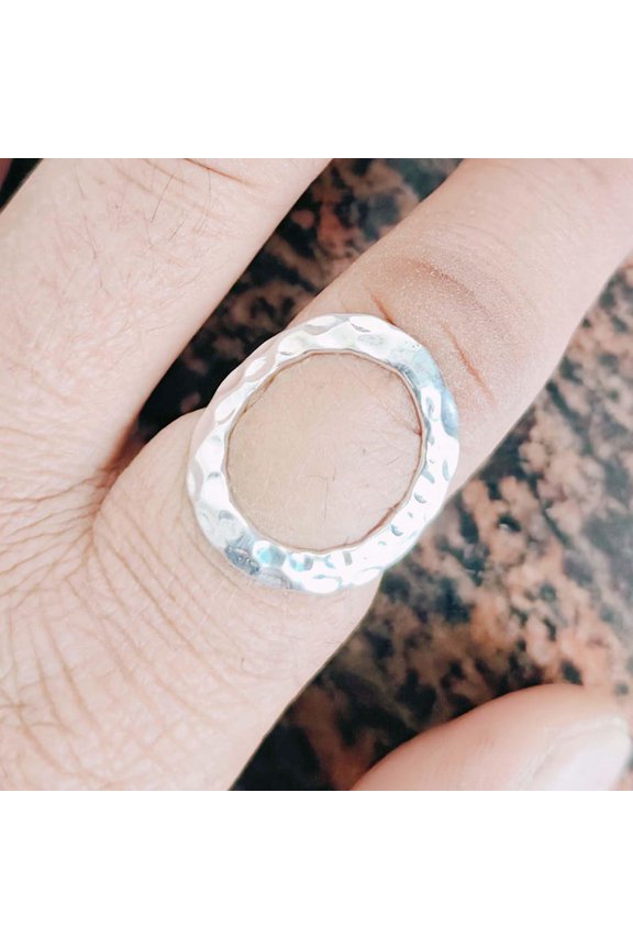 Sterling Silver Ring - 925 Hammered Karma Circle Open Band Handmade Artisan Silver Jewelry Gift