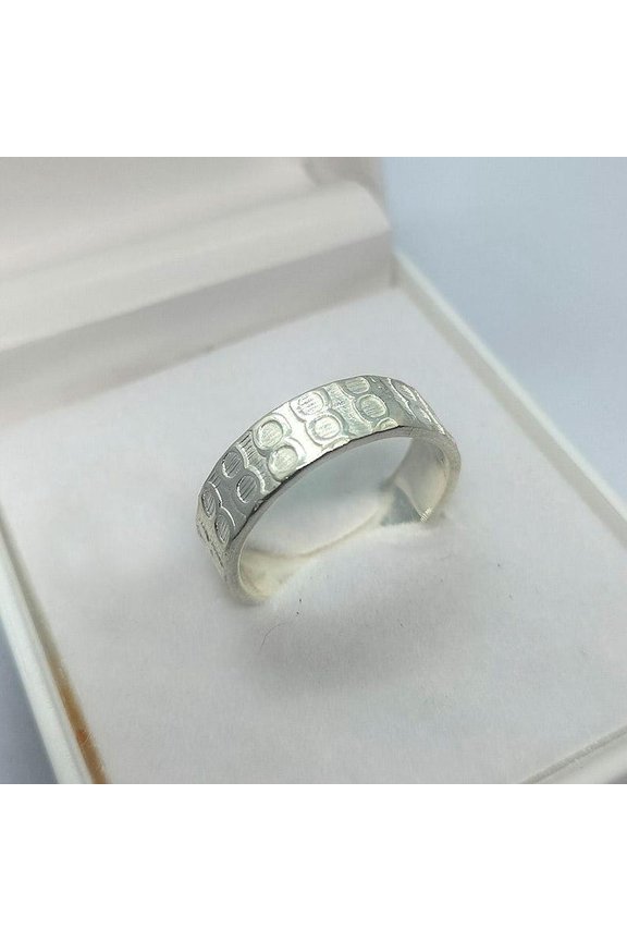Sterling Silver Ring 925 Handmade Dot Design Band Boho Wedding Gift Artisan Silver Jewelry
