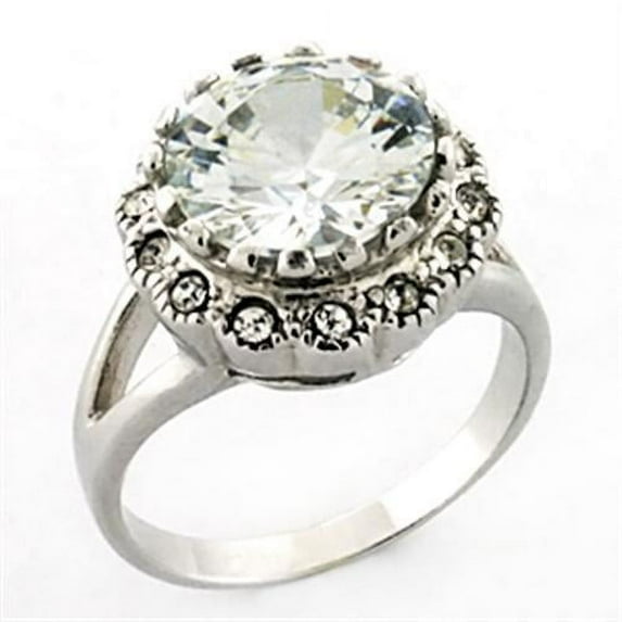 Sterling Silver Ring AAA GRD CZ Clear LOA638 for Women Style Rhodium