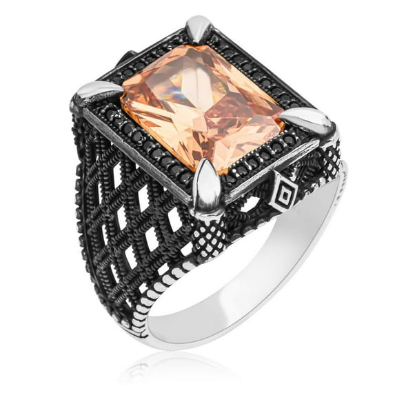 Sterling Silver Ring-Citrine Stone-Handmade 925k Silver-Gift For Him and Her