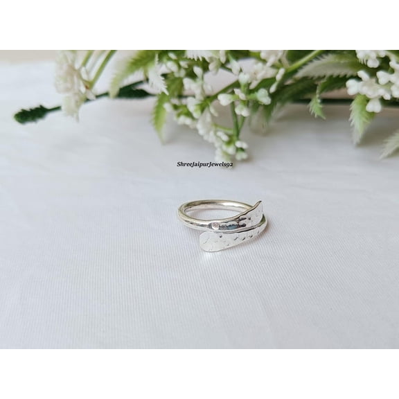 Sterling Silver Ring | Handmade Hammered Adjustable Silver Band Boho Statement Artisan Jewelry