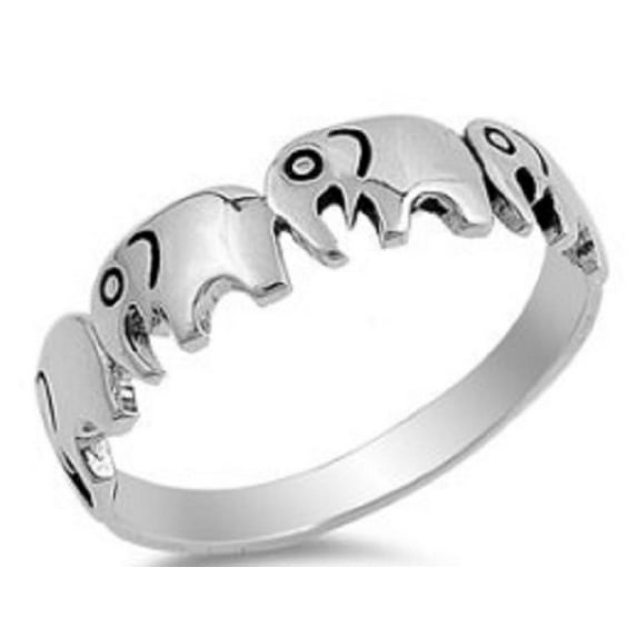 Sterling Silver Ring - Multi Elephant