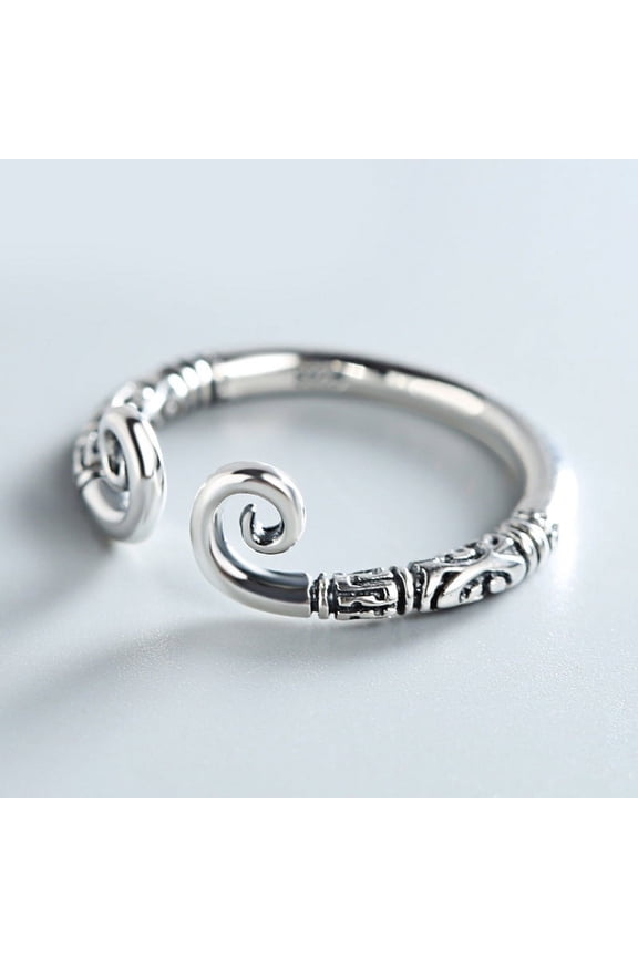Unisex Sterling Silver Ring Electroplated Golden Hoop Retro Geometry 925 Silver Popular Element Ring for Men and Women Fashion Jewelry Gift