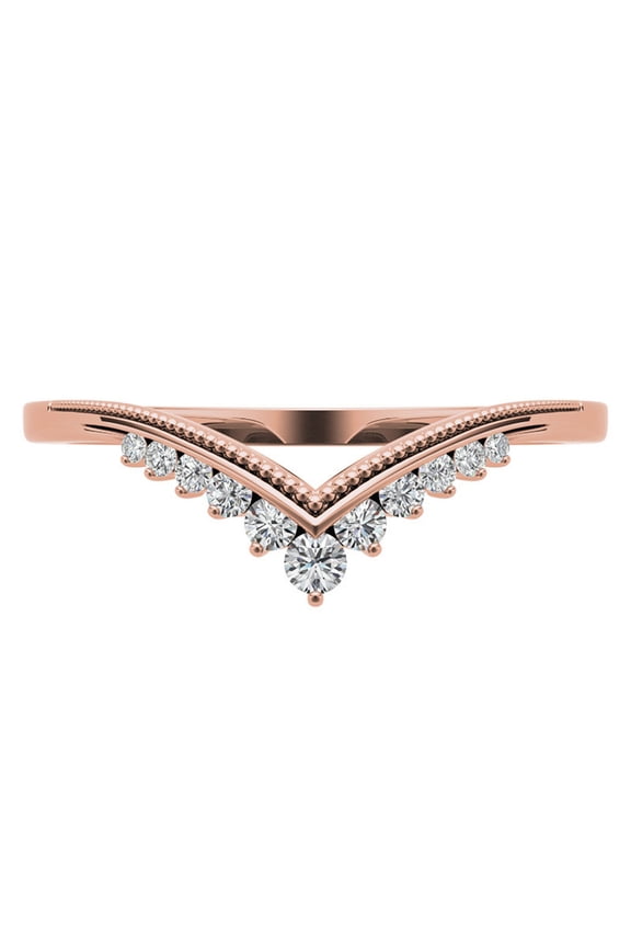 Sterling Silver Ring Rose Gold Plated V-shaped Ring for Women