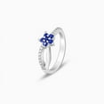 thumbnail image 1 of Sterling Silver Ring Round Cut Blue Sapphire Gemstone Ring Unique Promise Ring September Birthstone Ring for Women, 1 of 4