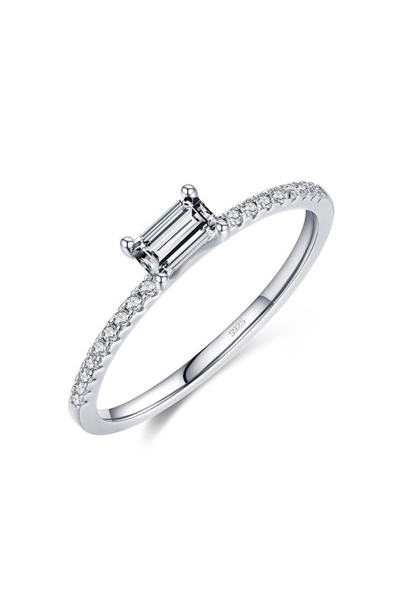 Sterling Silver Ring Set Zircon Inlay Crown Rainbow