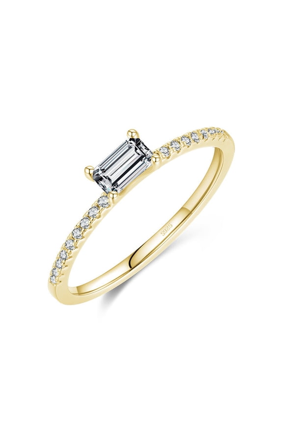 Sterling Silver Ring Set Zircon Inlay Crown Rainbow