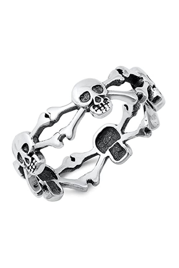 Sterling Silver Ring Skull and Bones (10)