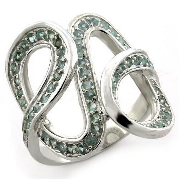 Sterling Silver Ring Synthetic Sea Blue LOAS1081 for Women Style High