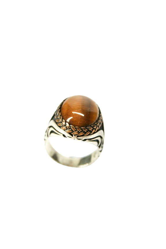 Sterling Silver Ring, Tiger Eye Stone, Handmade 925k Silver, Gift For Him and (12)