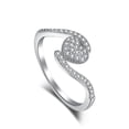 thumbnail image 1 of Sterling Silver Ring With Diamonds for Women Simple Geometric Zircon Ring for Weddings Birthdays and Festivals, 1 of 3
