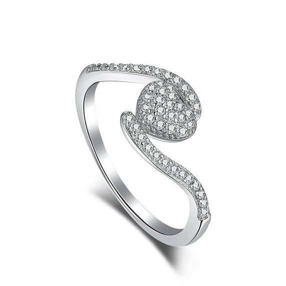 Sterling Silver Ring With Diamonds for Women Simple Geometric Zircon Ring for Weddings Birthdays and Festivals