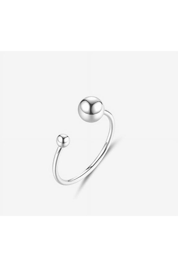 Sterling Silver Ring for Women Adjustable Opening Lightweight Thin Band Ring Fashionable Simple Design Platinum Plated