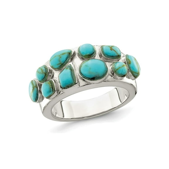 Sterling Silver Ring with Lab Created Turquoise