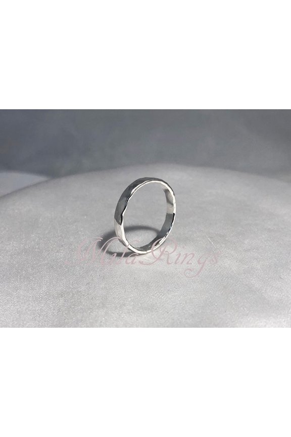 Sterling Silver Rings | Minimalist 2mm Flat Band | Stackable Plain Silver Band | Thumb & Mid Finger Genuine 925 Jewelry