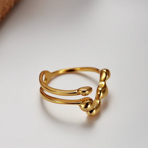 Womens Sterling Silver Ring 925 Silver Irregular Geometric Ring Electroplated Gold Finish Adjustable Open Band Ring for Her Elegant Jewelry Gift