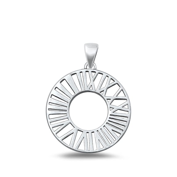 Sterling Silver Roman Numerals Pendant High Polished Charm 925 New Jewelry Female Unisex