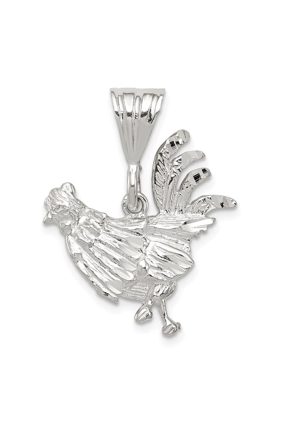 Sterling Silver Rooster Charm Pendant