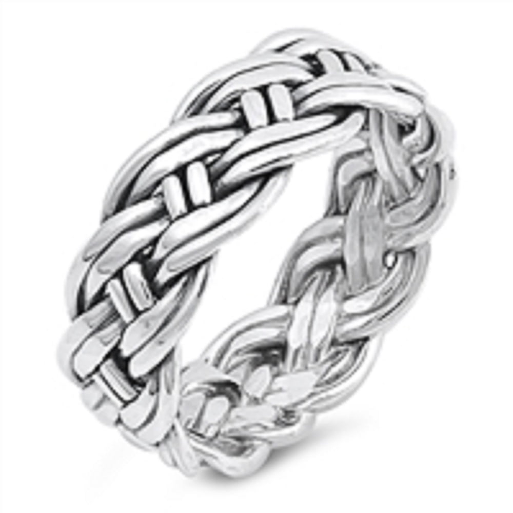 Sterling Silver Rope Braid Band Ring - Walmart.com