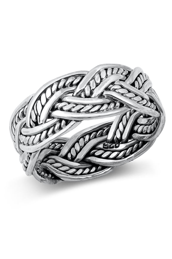 Sterling Silver Rope Braided Eternity Ring Size 11