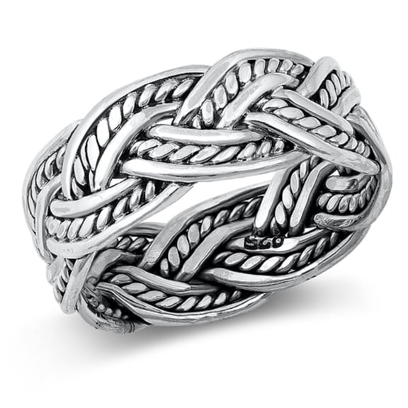 Sterling Silver Rope Braided Eternity Ring Size 9