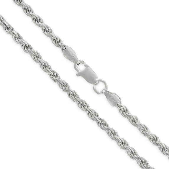 Sterling Silver Rope Chain 3MM, Rhodium Plated, Solid 925 Italy, Next Level Jewelry