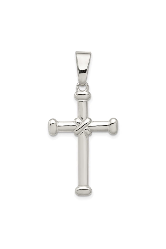 Sterling Silver Rope Chain Cross Pendant Necklace for Men and Women Flat Polished Religious Jewelry Unisex Modern Faith Design for Daily Wear Spiritual Style Accessory