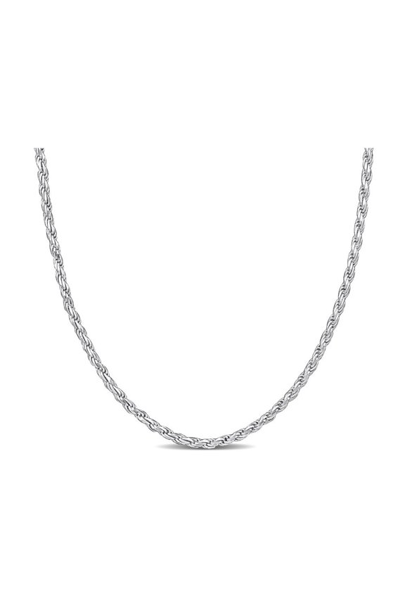 Sterling Silver Rope Chain Necklace with Lobster Clasp (18 inches 2.2mm) for Women