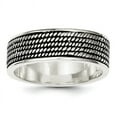 thumbnail image 1 of 925 Sterling Silver Solid Polished Artisan Oxidized Rope Design Ring Size 10 - Ring for Women, 1 of 2