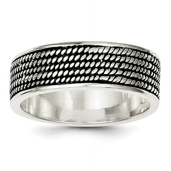 925 Sterling Silver Solid Polished Artisan Oxidized Rope Design Ring Size 10 - Ring for Women