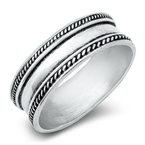 Sterling Silver Rope Edge Bali Ring Size 6