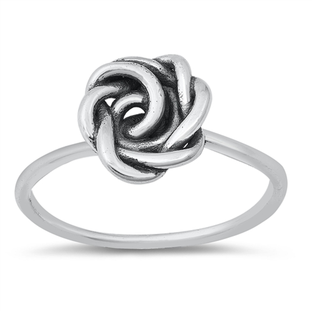 thumbnail image 1 of Sterling Silver Rope Flower Solitaire Ring Size 7, 1 of 3