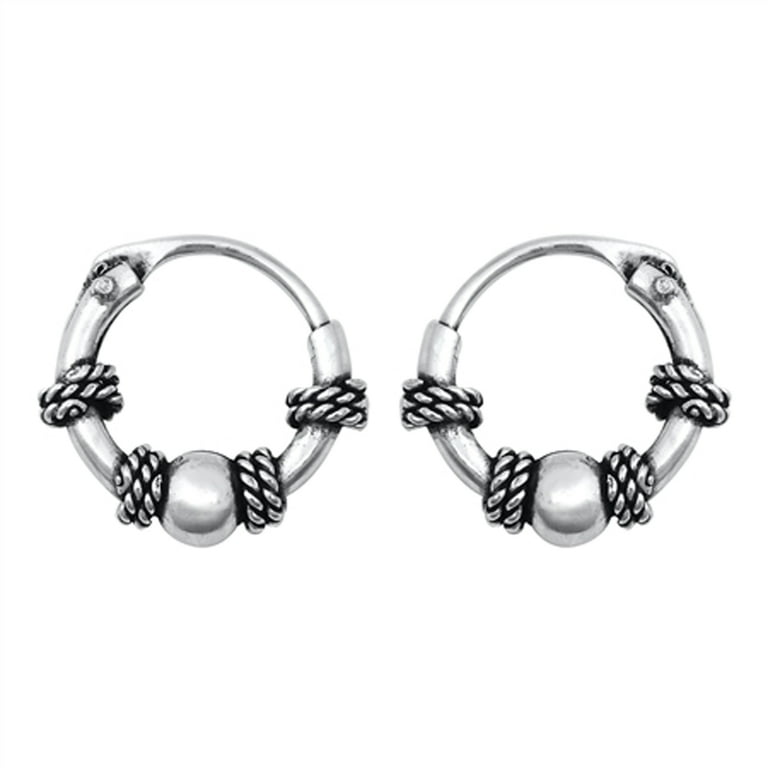 Sterling Silver Bali Style Twist Hoop Earrings Sterling Silver Bali Style Twist Hoop Earrings