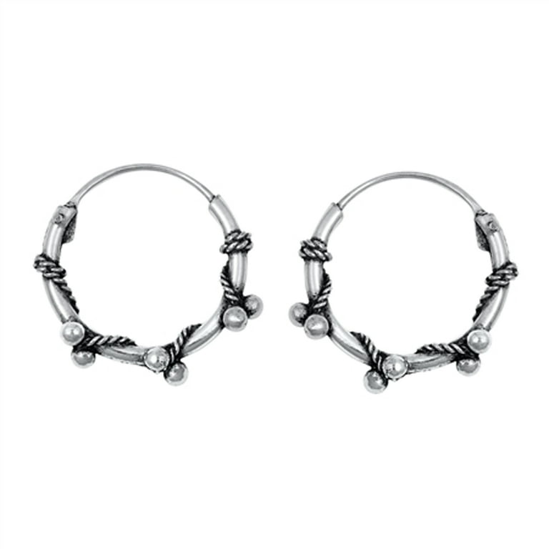 Sterling Silver Bali Style Twist Hoop Earrings Sterling Silver Bali Style Twist Hoop Earrings