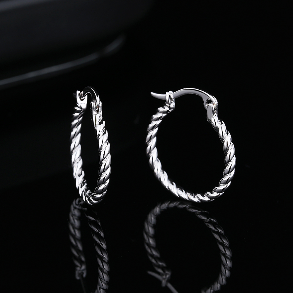 Sterling Silver Rope Twist Hoop Earrings