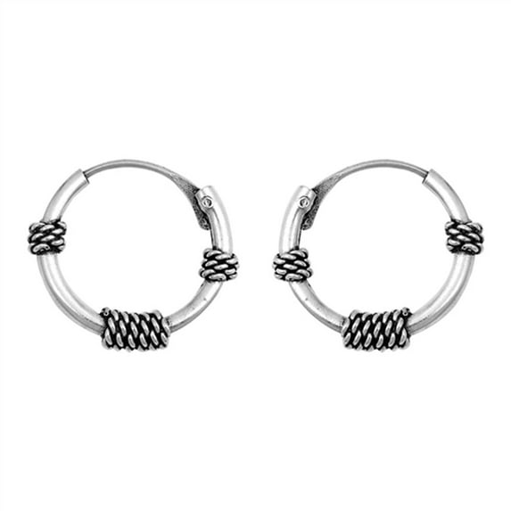 Sterling Silver Rope Twist Hoop Knot Weave Boho Bali Style Earrings 925 New Jewelry Female Unisex